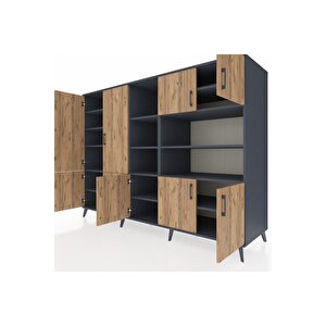 Kronos Dolap 14 Raflı 9 Kapaklı 220x59x163 Antrasit-çam/antrasit