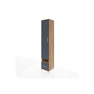 Hyperion Dolap 6 Raflı Tek Çekmeceli Tek Kapaklı 44x44x243 Çam-antrasit