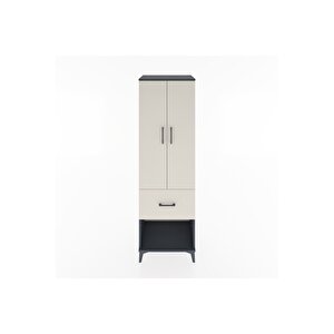 Hyperion Dolap 2 Raflı Tek Çekmeceli Tek Askılı 60x44x195 Antrasit-aytaşı