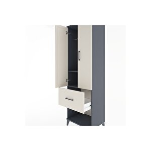Hyperion Dolap 2 Raflı Tek Çekmeceli Tek Askılı 60x44x195 Antrasit-aytaşı