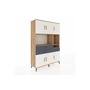 Hyperion Dolap 9 Raflı 3 Çekmeceli 6 Kapaklı 132x44x195 Çam-aytaşı/antrasit