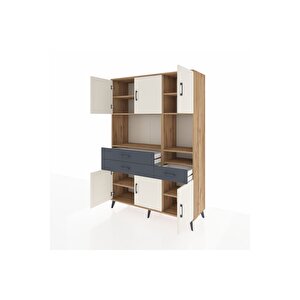 Hyperion Dolap 9 Raflı 3 Çekmeceli 6 Kapaklı 132x44x195 Çam-aytaşı/antrasit