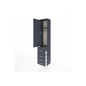 Arges Dolap 2 Raflı 4 Çekmeceli Tek Askılı 44x30x221 Antrasit-antrasit