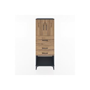 Hyperion Dolap 2 Raflı 3 Çekmeceli 2 Kapaklı 60x44x163 Antrasit-çam