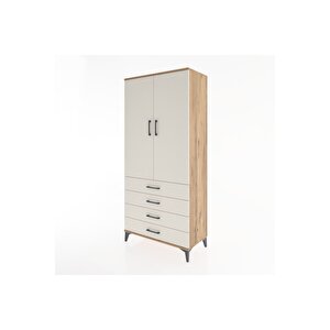 Hyperion Dolap 4 Raflı 4 Çekmeceli 2 Kapaklı 88x44x195 Çam-aytaşı