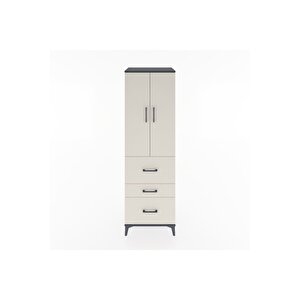 Hyperion Dolap 3 Raflı 3 Çekmeceli 2 Kapaklı 60x44x195 Antrasit-aytaşı