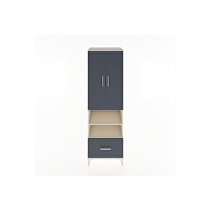 Hyperion Dolap 3 Raflı Tek Çekmeceli Tek Askılı 60x44x195 Aytaşı-antrasit