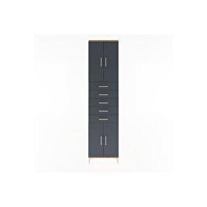 Arges Dolap 4 Raflı 5 Çekmeceli 4 Kapaklı 60x30x243 Çam-antrasit