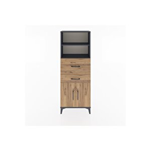 Arges Dolap 3 Raflı 2 Çekmeceli 2 Kapaklı 60x30x163 Antrasit-çam