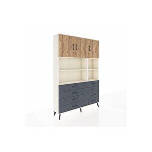 Arges Dolap 8 Raflı 8 Çekmeceli 3 Kapaklı 132x30x195 Aytaşı-çam/antrasit