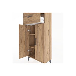 Hyperion Dolap 2 Raflı Tek Çekmeceli 2 Kapaklı 60x44x134 Çam-çam