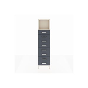 Arges Dolap Tek Raflı 8 Çekmeceli 44x30x182 Aytaşı-antrasit