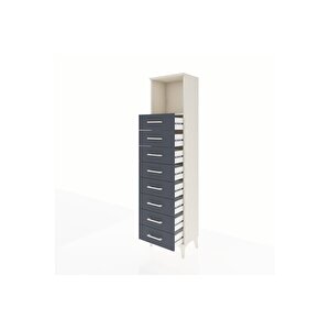 Arges Dolap Tek Raflı 8 Çekmeceli 44x30x182 Aytaşı-antrasit