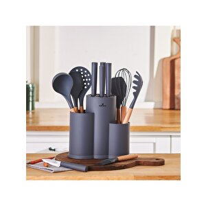 Burby Gri 14 Parça Standlı Servis Ve Bıçak Seti