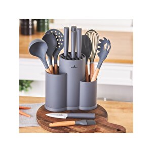 Burby Gri 14 Parça Standlı Servis Ve Bıçak Seti
