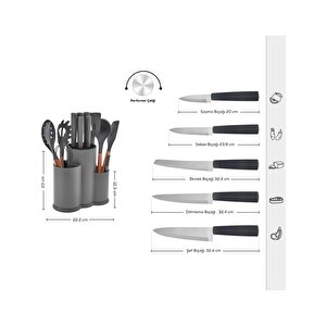 Karaca Burby Gri 14 Parça Standlı Servis Ve Bıçak Seti