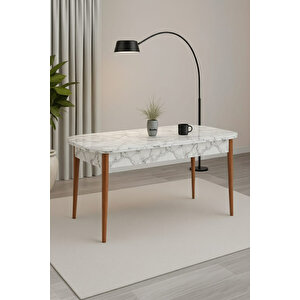 Kelebek Yemek Masası Mutfak Masası Ahşap Masa Açılır Masa 6 Kişilik Masa Beyaz Mermer