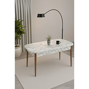Kelebek Yemek Masası Mutfak Masası Ahşap Masa Açılır Masa 6 Kişilik Masa Beyaz Mermer