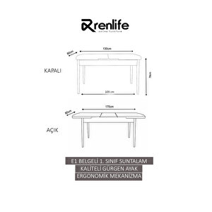 Kelebek Yemek Masası Mutfak Masası Ahşap Masa Açılır Masa 6 Kişilik Masa