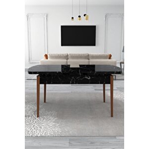 Mutfak Masası Yemek Masası Ahşap Masa Açılır Kapanır Masa 6 Kişilik Masa (siyah Mermer) Siyah Mermer