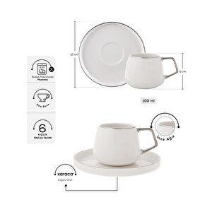 Karaca Saturn Platin 6 Kişilik Kahve Fincanı Takımı 100 Ml