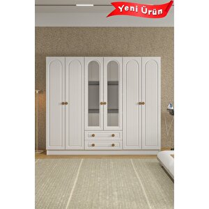 Bohem 6 Kapak 2 Çekmeceli̇ Aynali Gardirop Mdf Kapak