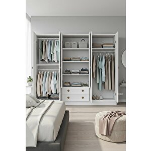 Bohem 4 Kapak 2 Çekmece Aynali Gardirop Mdf Kapak