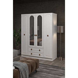 Bohem 4 Kapak 2 Çekmece Aynali Gardirop Mdf Kapak