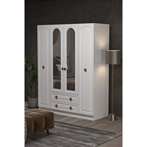 Bohem 4 Kapak 2 Çekmece Aynali Gardirop Mdf Kapak