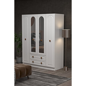 Bohem 4 Kapak 2 Çekmece Aynali Gardirop Mdf Kapak