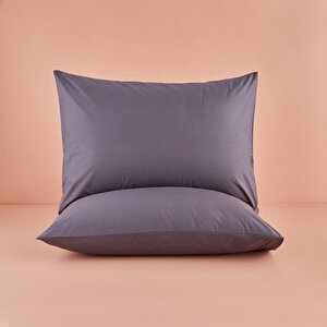 %100 Pamuk Saten Supreme 2'li Yastık Kılıfı Antrasit (50x70 Cm) Antrasit