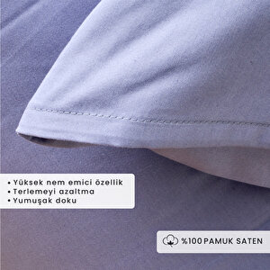 %100 Pamuk Saten Supreme 2'li Yastık Kılıfı Mavi (50x70 Cm) Mavi