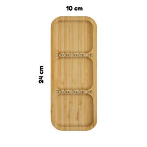 2 Adet Bambu 3 Ve 2 Bölmeli Çerezlik Sunumluk Kahvaltılık Yağdanlık Sunum Servis Tabağı