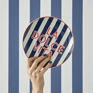 Line Porselen 4'lü Pasta Tabağı (21 Cm) Çok Renkli