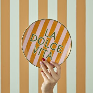 Line Porselen 4'lü Pasta Tabağı (21 Cm) Çok Renkli