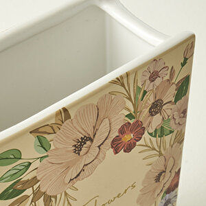 Book Seramik Vazo Krem (14x7x20 Cm) Krem