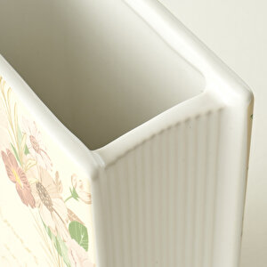 Book Seramik Vazo Krem (14x7x20 Cm) Krem