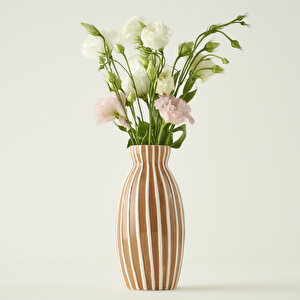 Dorina Vazo Kahverengi (10x10x22 Cm) Kahverengi