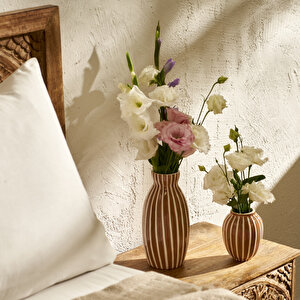 Dorina Vazo Kahverengi (10x10x22 Cm) Kahverengi