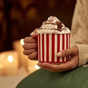 Merry Yılbaşı Seramik Kupa Kırmızı (500 Cc) Kırmızı