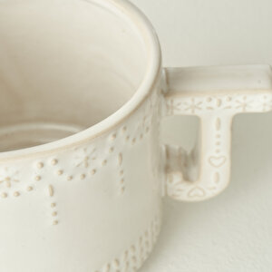 Joy Stoneware Yılbaşı 3'lü Kupa Seti Krem (390 Cc) Krem