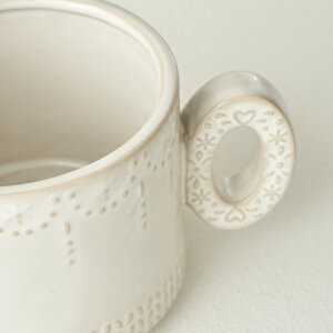 Joy Stoneware Yılbaşı 3'lü Kupa Seti Krem (390 Cc) Krem