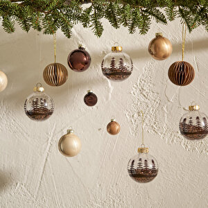 Christmas 3'lü Yılbaşı Süsü Kahverengi (8 Cm) Kahverengi