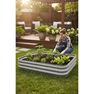 Modüler Yükseltilmiş Bahçe Yatağı Yükseltilmiş Sebze Yatağı No:9 (140x110) Gri