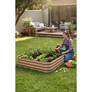 Modüler Yükseltilmiş Bahçe Yatağı Yükseltilmiş Sebze Yatağı No:6 (110x110) Bej
