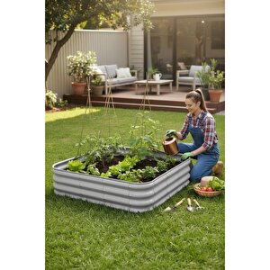 Modüler Yükseltilmiş Bahçe Yatağı Yükseltilmiş Sebze Yatağı No:6 (110x110) Gri