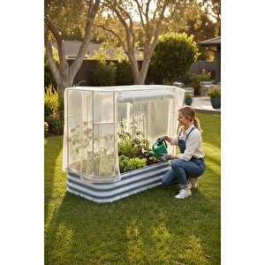 Seralı Modüler Yükseltilmiş Bahçe Yatağı Yükseltilmiş Sebze Yatağı No:7 (140x85) Gri