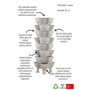 Yonca Bahçe Kulesi - Gri Katlı Saksı