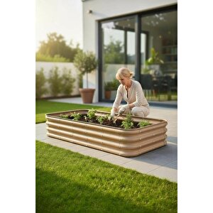 Modüler Yükseltilmiş Bahçe Yatağı Yükseltilmiş Sebze Yatağı No:8 (165x85) Bej