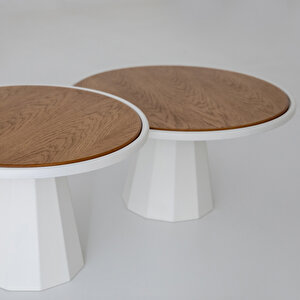 Luna İkili Orta Sehpa Seti Meşe Meşe